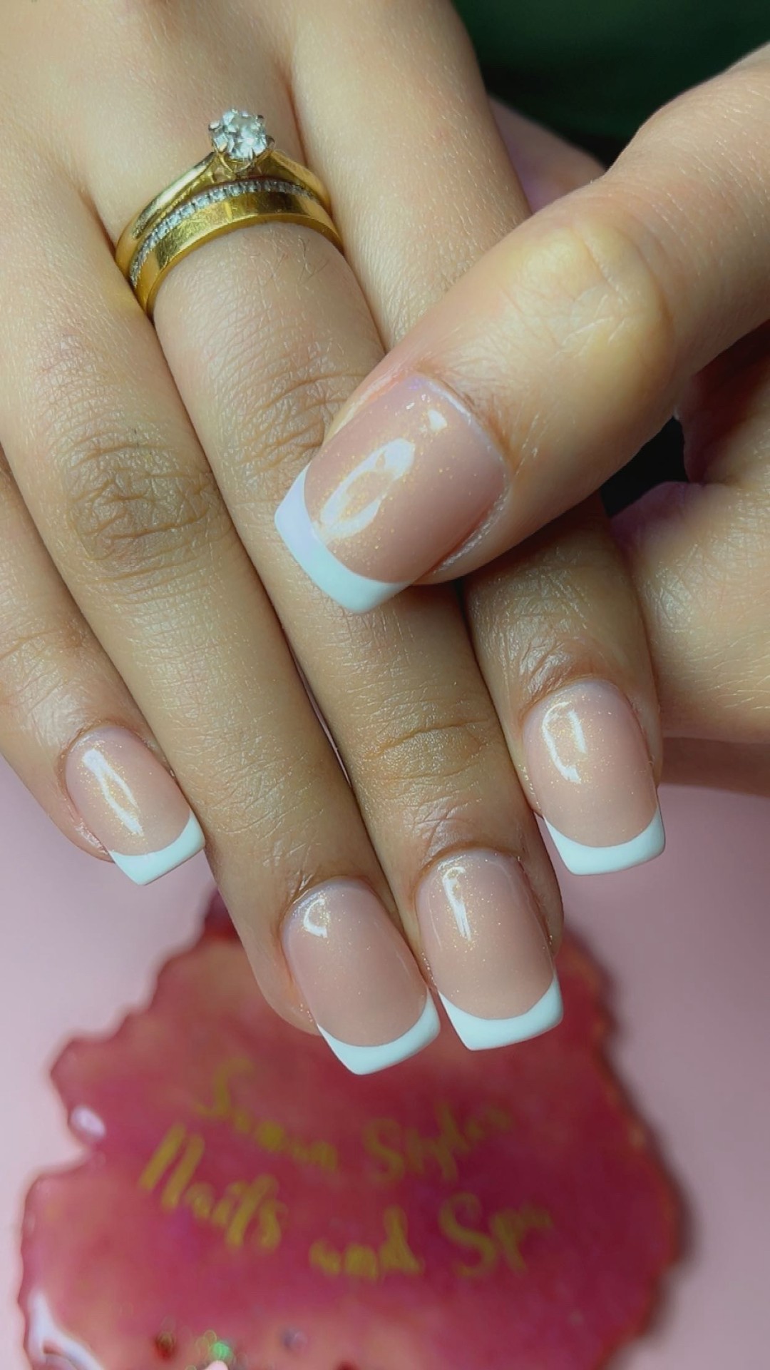 Classic French tips on square gel